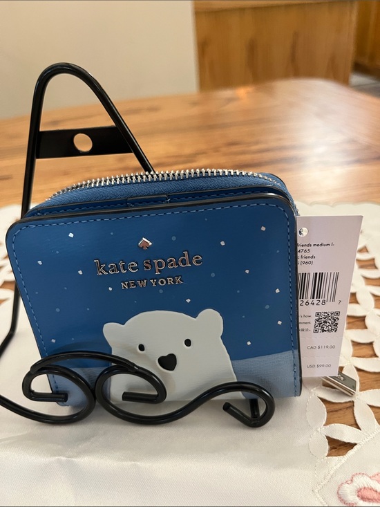 kate spade Handbags - kate spade Blue Polar Bear Compact Zip Wallet